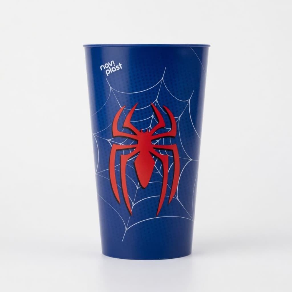 Copo Infantil Homem Aranha Plástico Decorado Festa Criança Reutilizável Azul Resistente