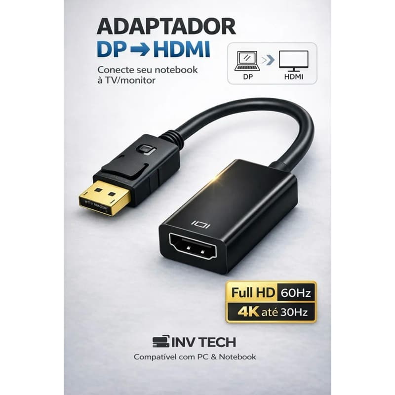 Adaptador DisplayPort para HDMI 4K Full HD Conversor Macho para Fêmea PC Notebook Monitor TV Projetor