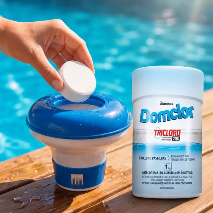 Pastilhas De Cloro Piscina Domclor Tricloro 200g Desinfetante Prático