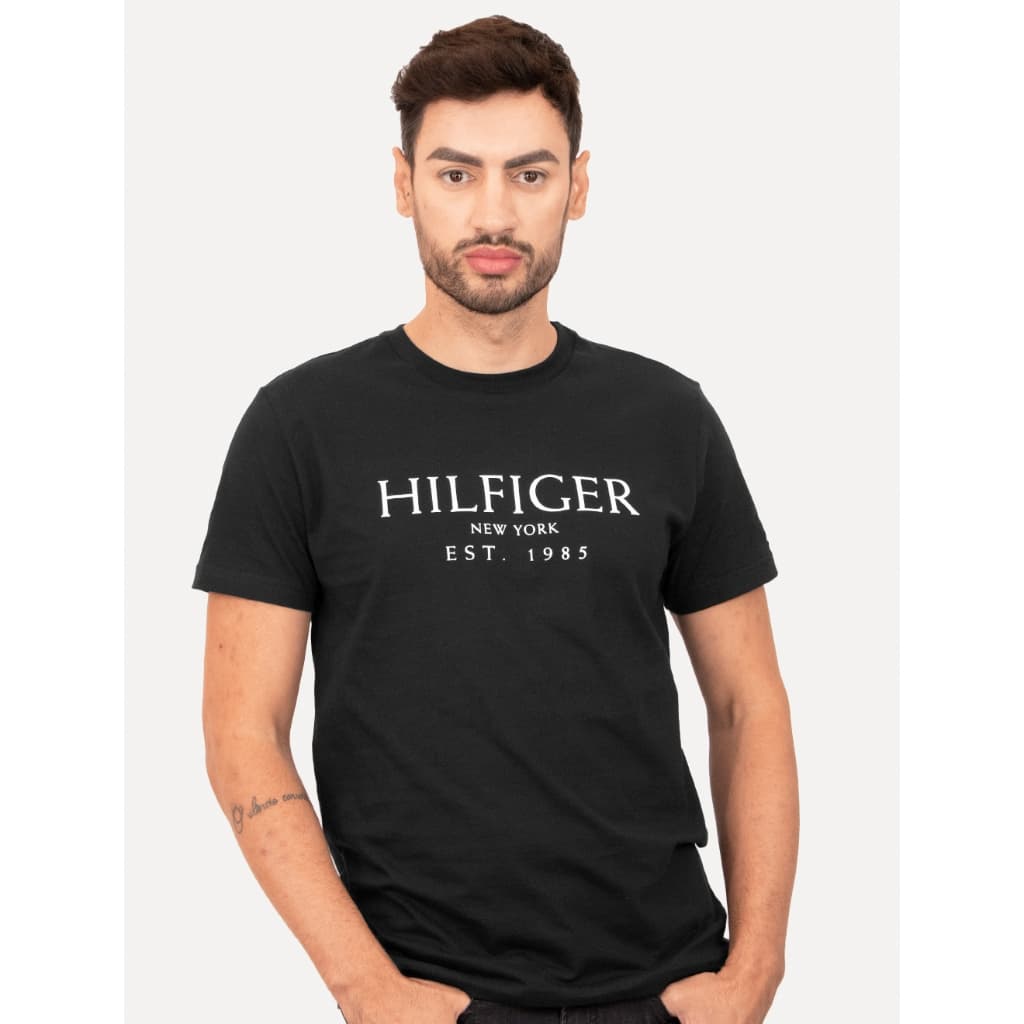 Camiseta Tommy Hilfiger Original Masculina Big Logo Est.1985 Preta