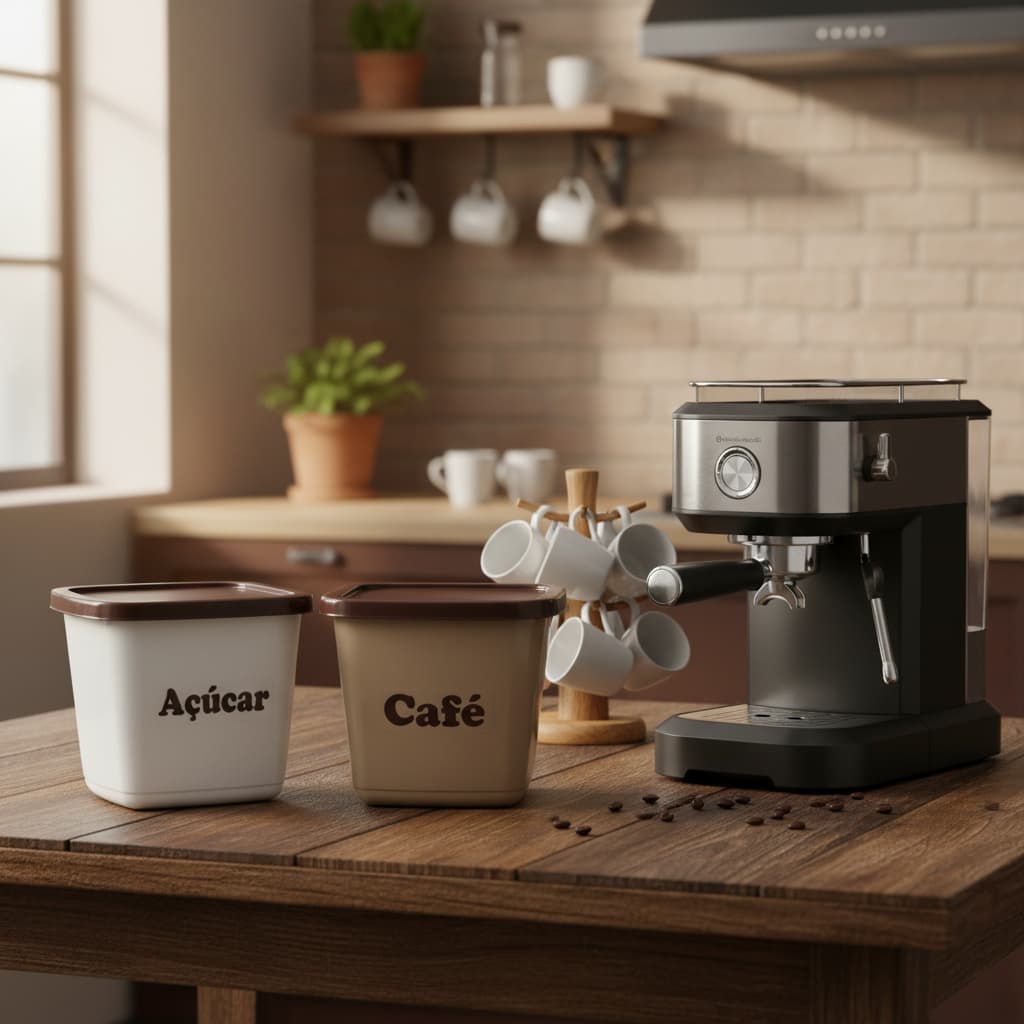 Conjunto De Potes Porta Mantimentos Café E Açúcar 2 Litros