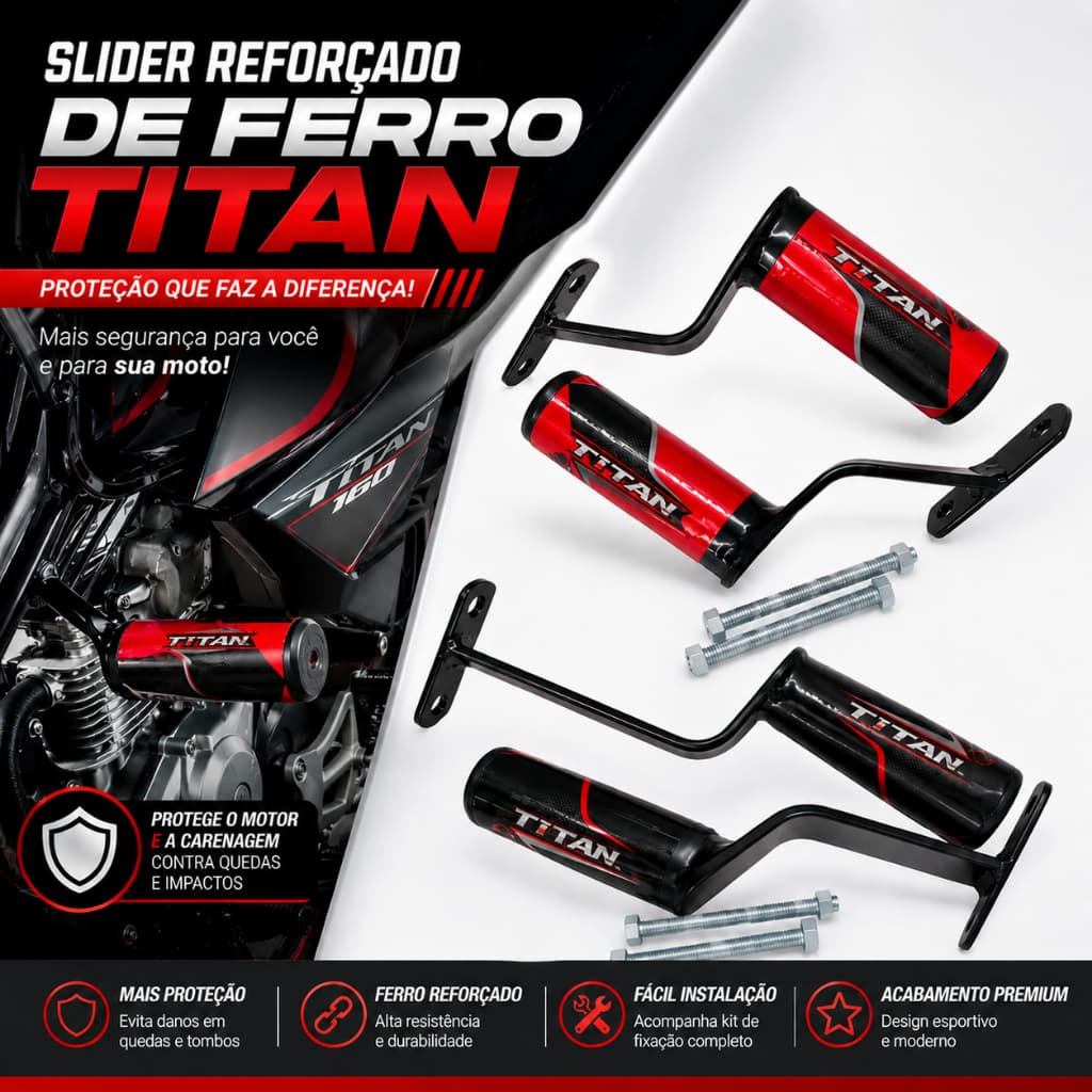 Slider Reforçado De Ferro Para Honda Titan Proteção Lateral Resistente