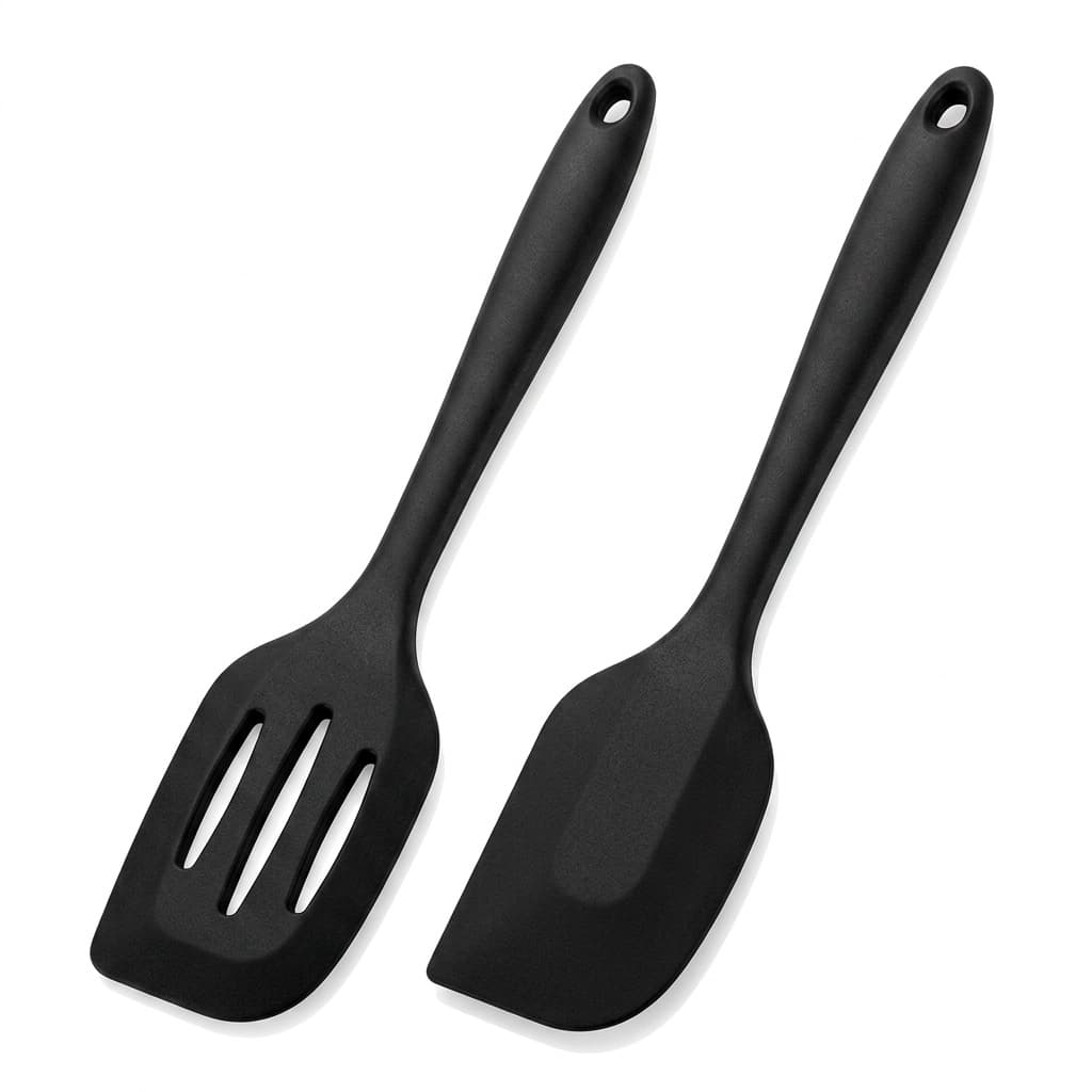 KIT ESPÁTULAS DE SILICONE PRETO – 2 PEÇAS RESISTENTE AO CALOR
