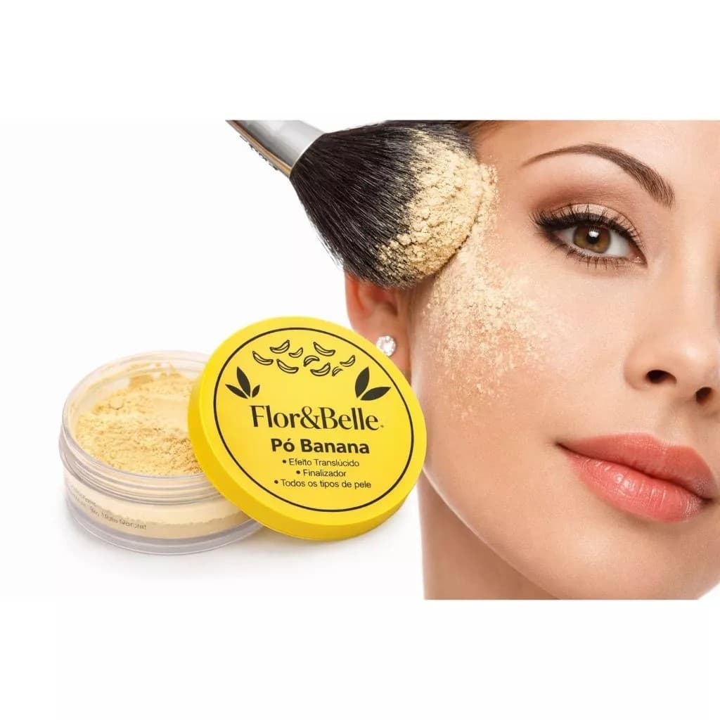 Pó Banana Flor e Belle 10g | Pó Solto Matte | Selagem de Maquiagem | Controle de Oleosidade