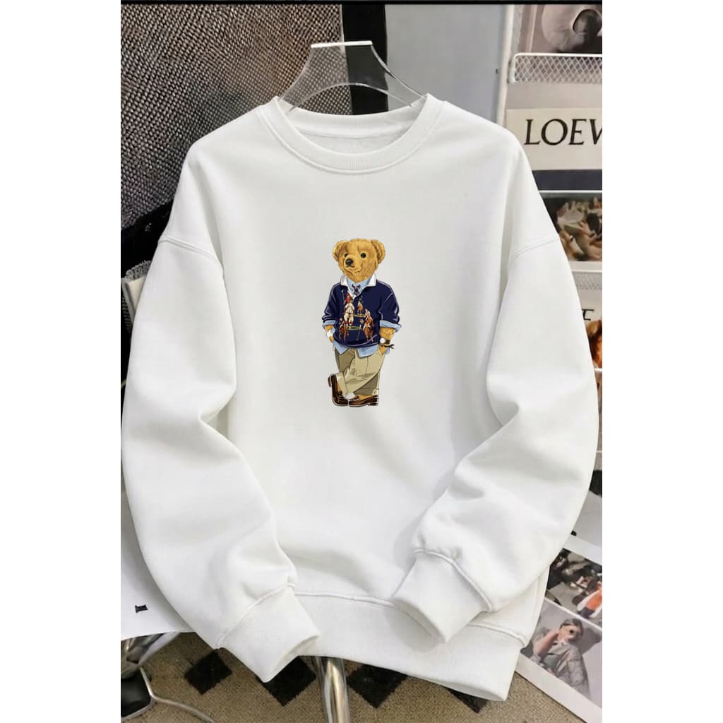 Moletom Feminino Urso Polo Gola Redonda Moda Inverno Blogueira