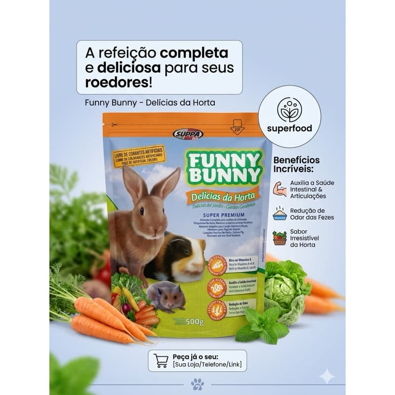 Ração coelho e roedores FunnyBunny Delicias da Horta 500g