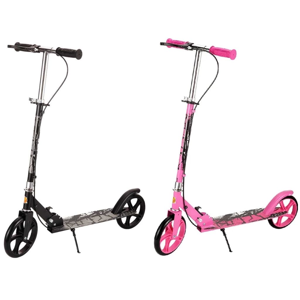 Patinete 2 Rodas Dobrável C/ Freio no Guidão Suporta Até 80kg Ajustável Teen e Infantil Resistente
