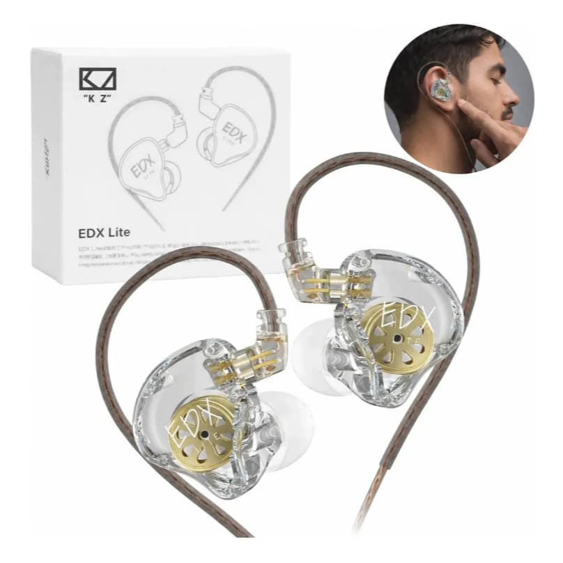 Fone KZ EDX Lite Clear Com Microfone – Hi-Fi Gamer, Graves Potentes, Retorno Profissional In-Ear