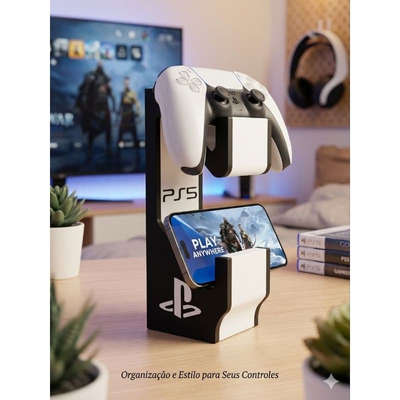Suporte Duplo Controle PS5 Base Suporte Gamer Organizador DualSense Para 2 Controles Video Game