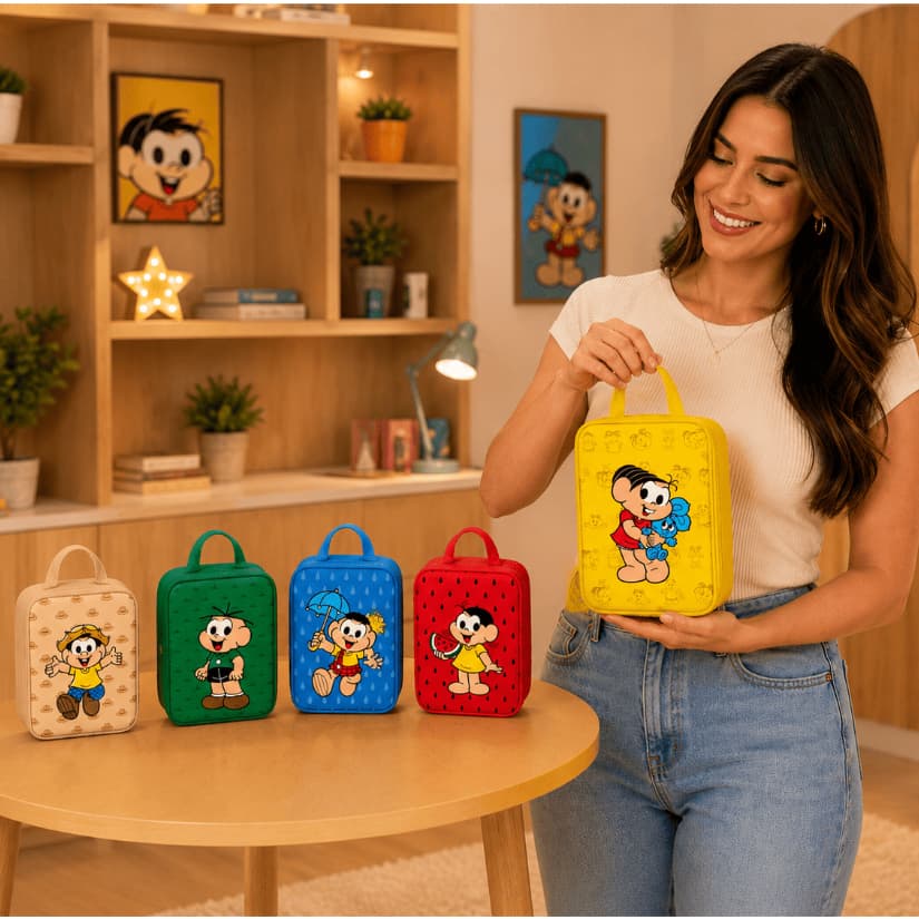 Kit 10 Maleta Slim para aniversario e lembrancinha Tema Turma da Mônica