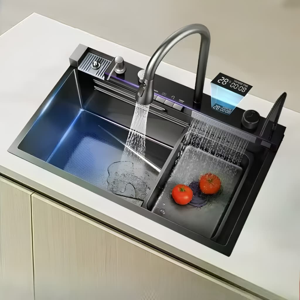 Cuba Gourmet Pia 75x46 JY Cozinha Cascata Homefy Multifuncional Pia Inteligente Premium Completa Moderna