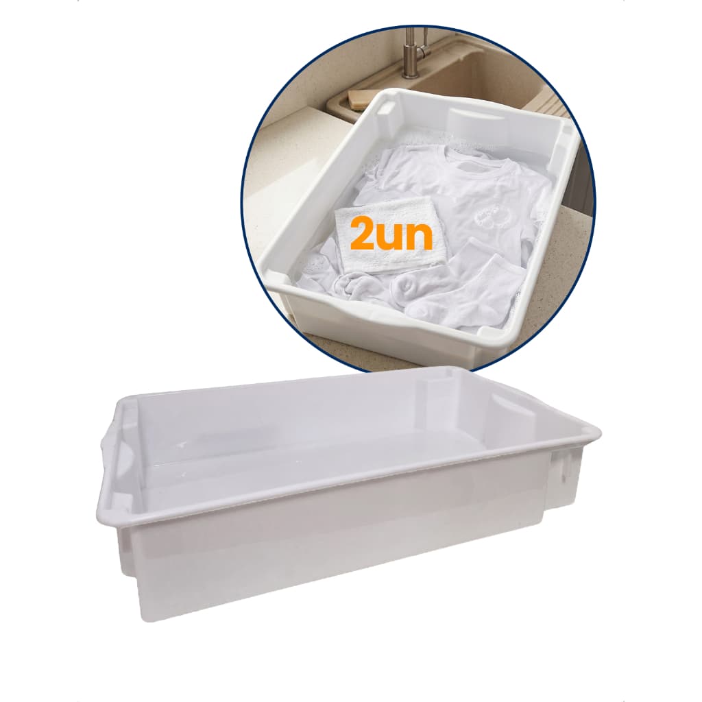 Conjunto Bandeja Retangular Plástico Açougue Frigorífico Branca Alimentos Multiuso Resistente