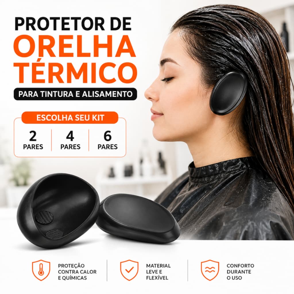 Protetor De Orelha Térmico Para Tintura Alisamento Kit 2 4 6 Pares