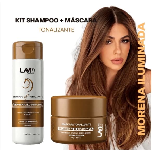 mascara Morena iluminada 250g+ shampoo 200ml LAVID cosmeticos/Variações
