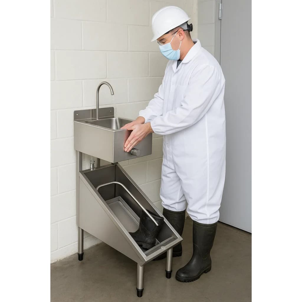Lavatorio Industrial Lava Botas e Pia Assepsia De Aço Inox 201
