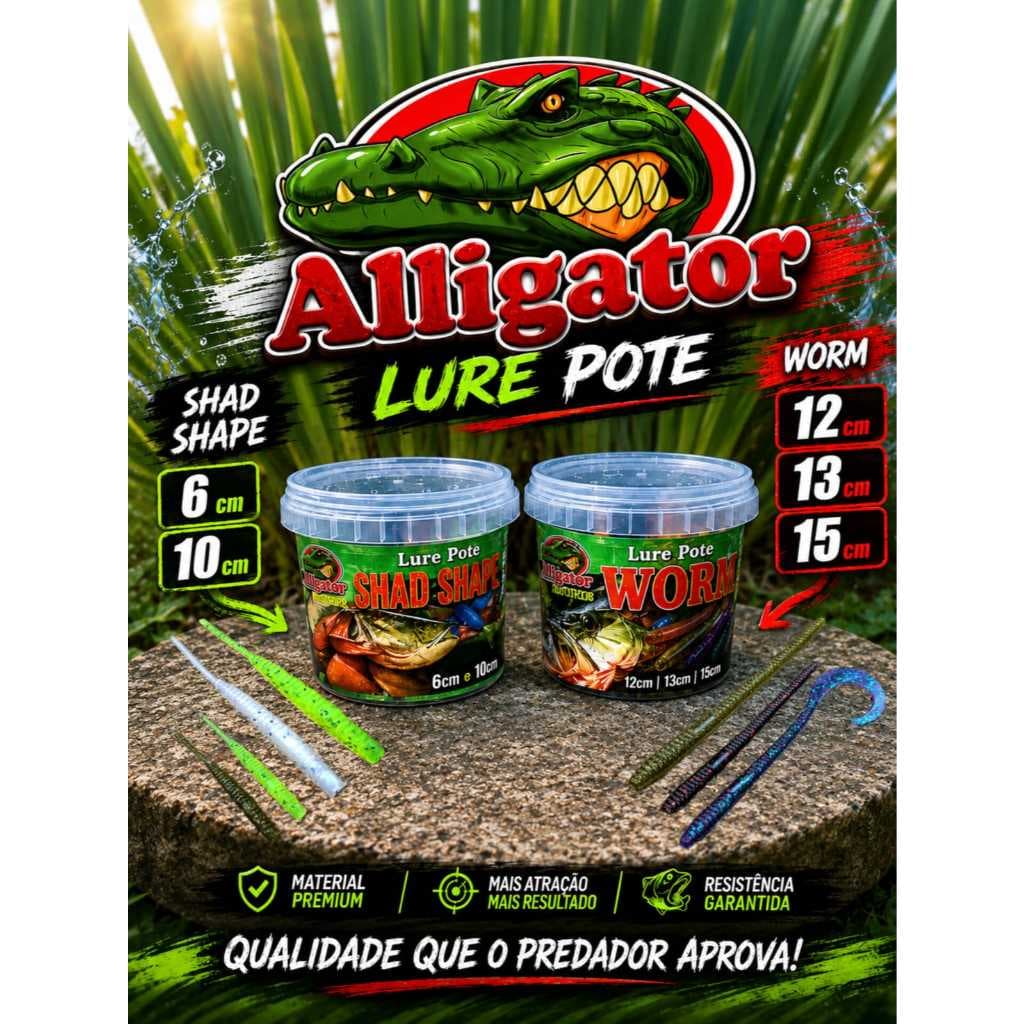 LURE POTE DE MINHOCAS ARTIFICIAIS CONTENDO 10 PÇ NA EMBALAGEM