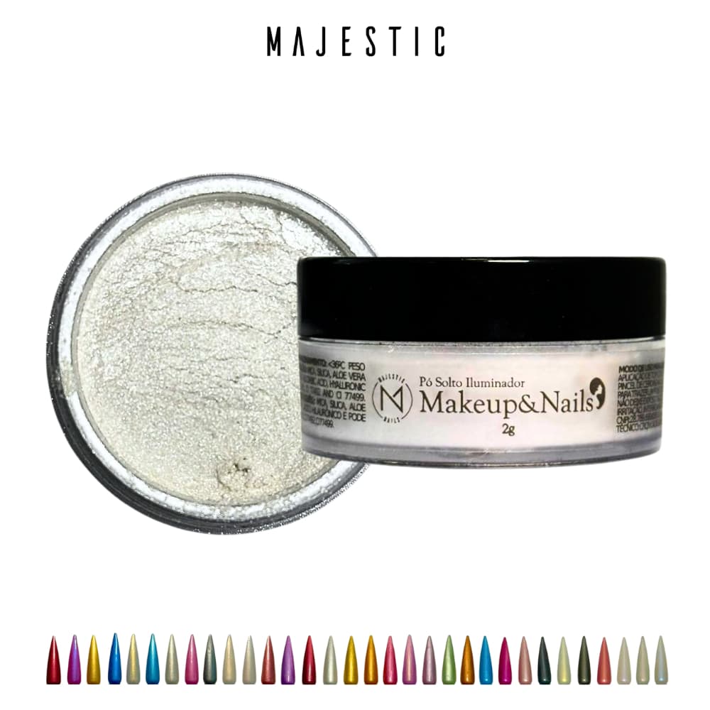 Pó acrílico MAKEUP&NAILS Pó Cromado/perolado Iluminador Sombra de olho Majestic Nails