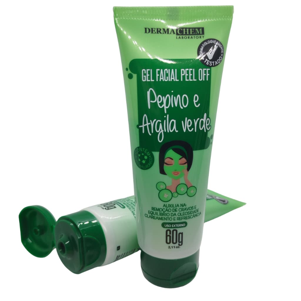 Gel Facial Peel Off Pepino E Argila Verde Dermachem 60g Máscara Removedora De Cravos
