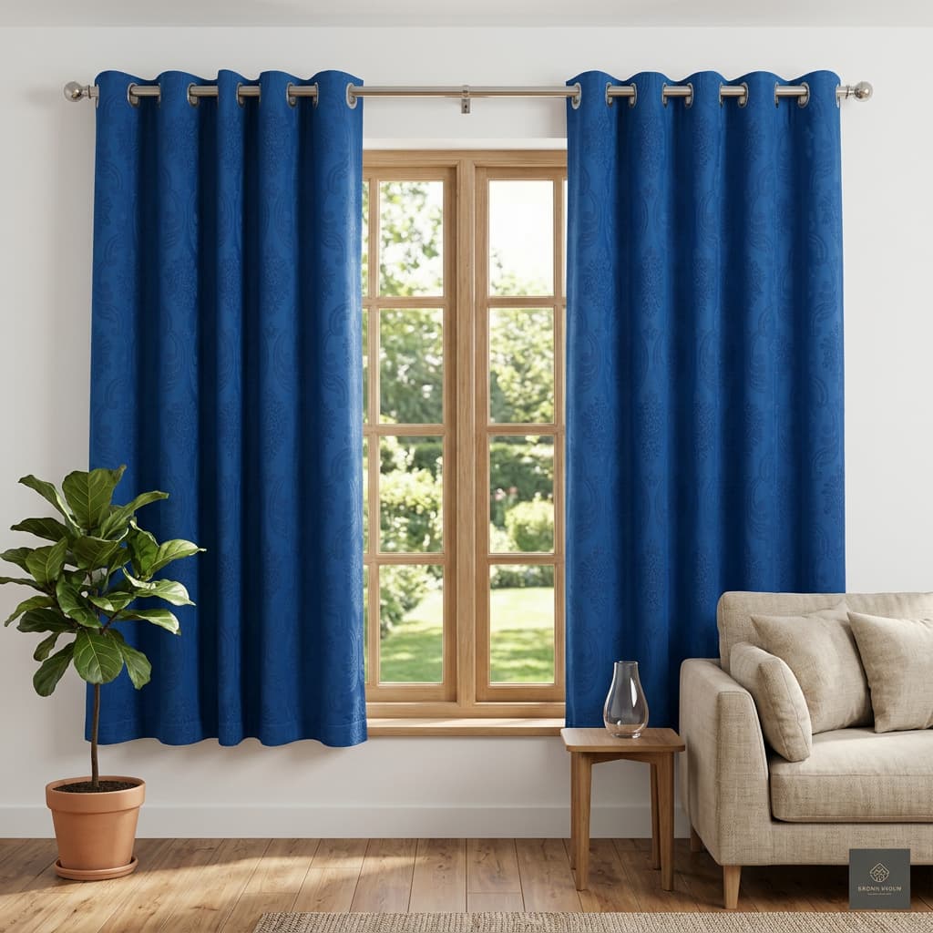 Cortina de Jacquard para Sala Quarto e Cozinha 2,00X 1,35 Azul