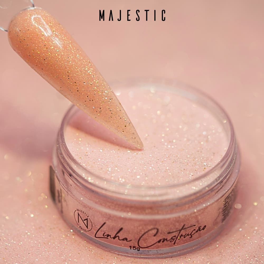 Pó Acrílico Construção ULTRA GOYAVE (Rosê glitter) Alongamento Majestic Nails