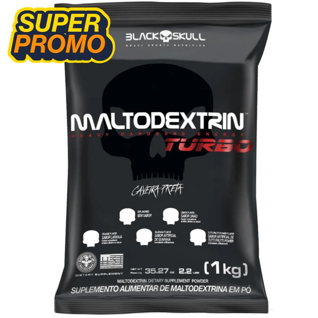 Maltodextrina Turbo 1kg Energia, Ganho de Massa e Performance p/ Treino - Black Skull