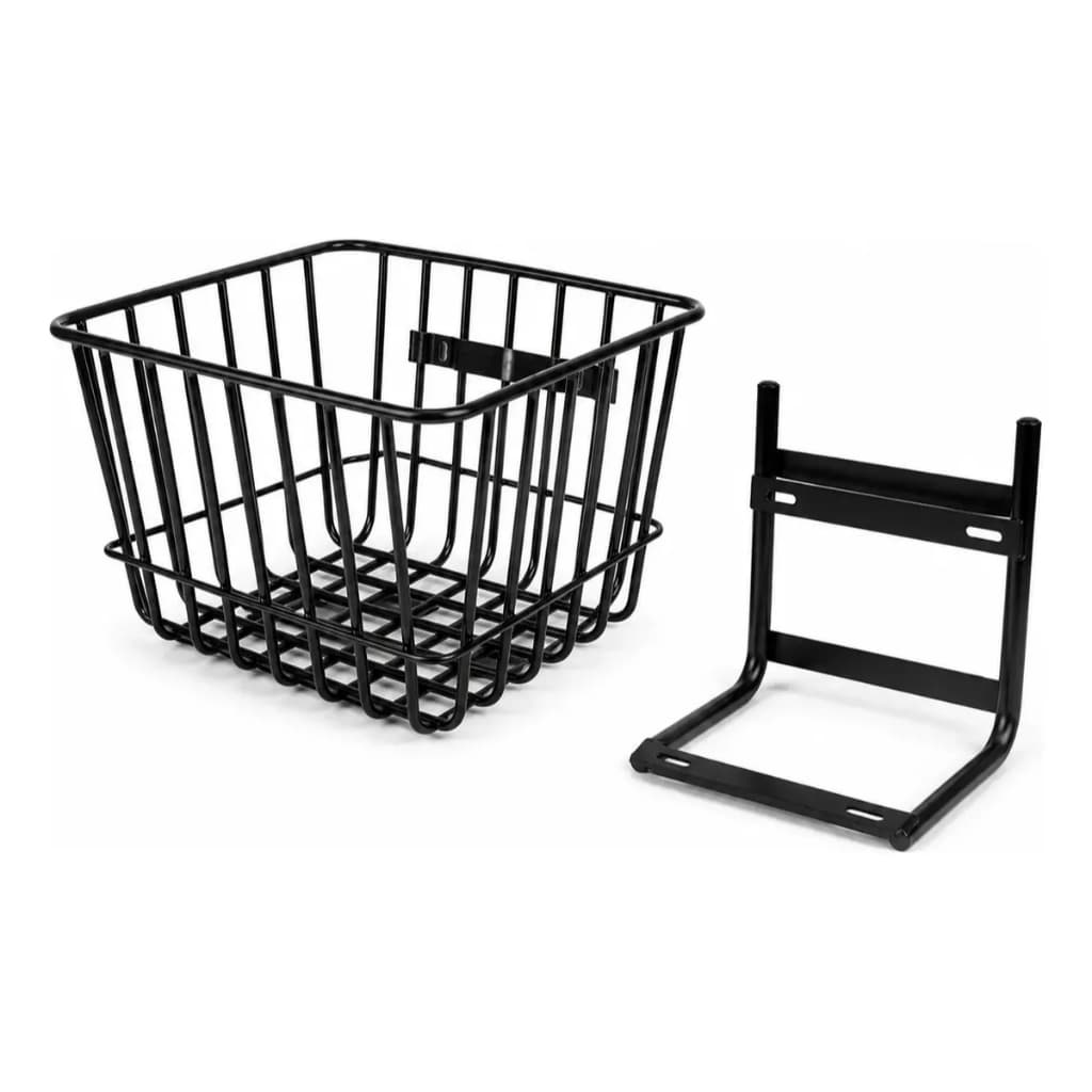 Cestão + Suporte Dianteiro Para Bike Elétrica Preto Ferro