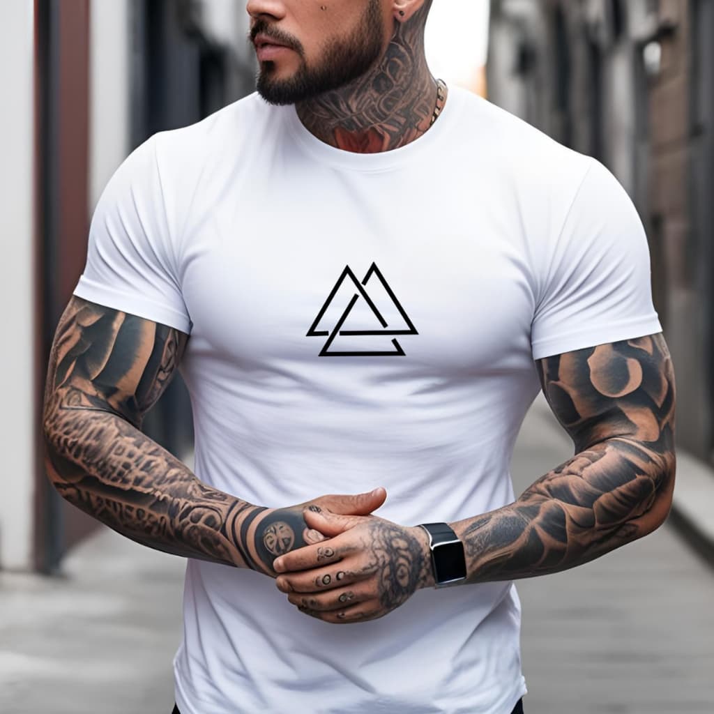 Camiseta Masculina Três Triângulos Blusa 100% Algodão Envio Rápido