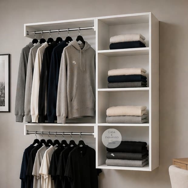 Arara Closet Aberto Cabideiro Suspensa De Parede 67