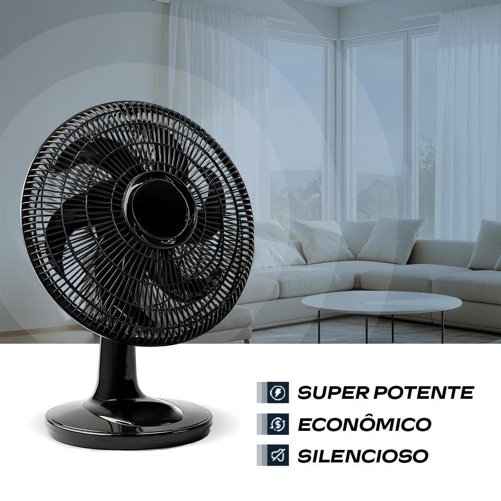 Ventilador 40Cm Mesa Turbo 126W Turbo Preto 220V