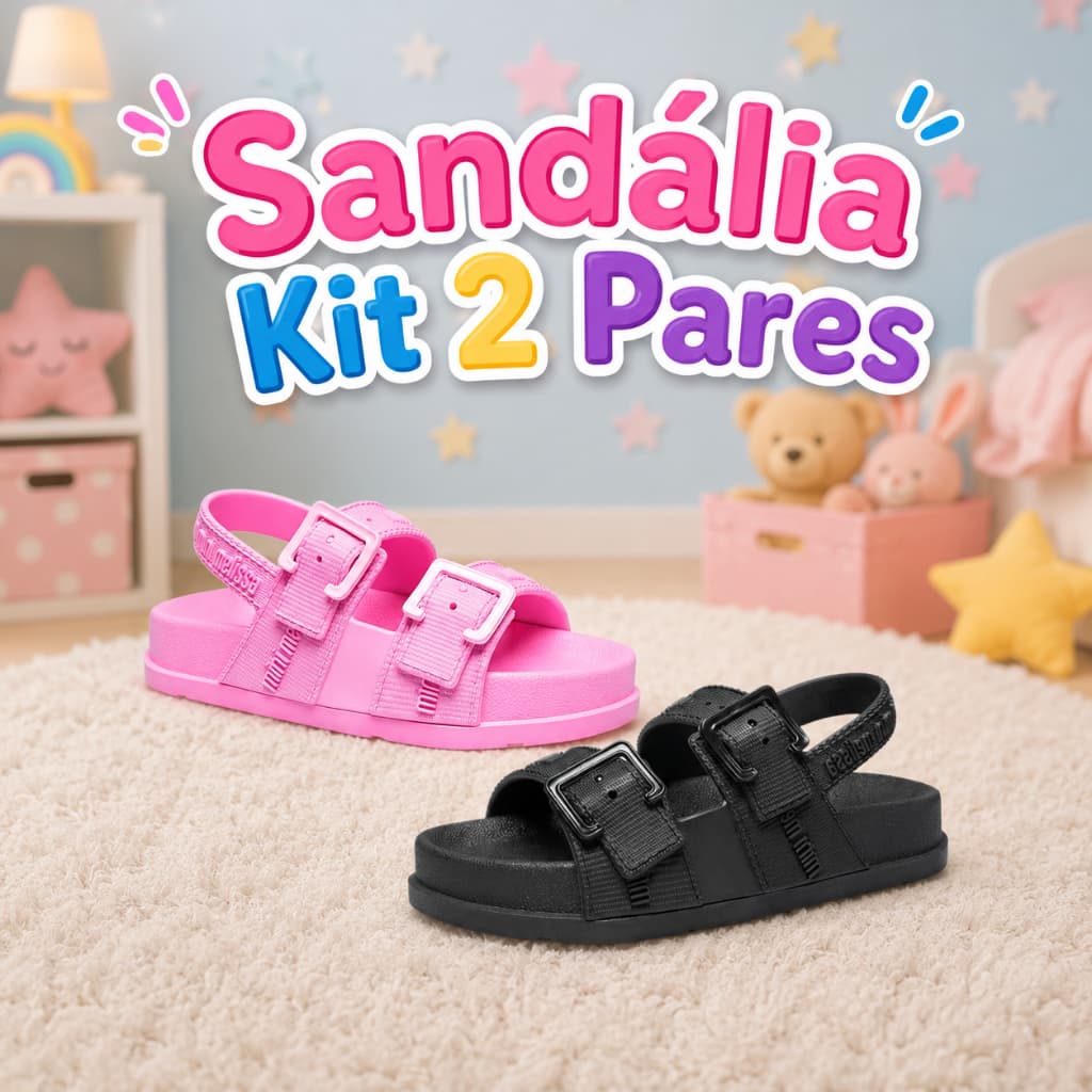Kit 2 Sandália Infantil Menina Confortável Leve Papete Macia Para Escola