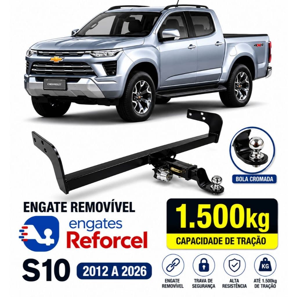 Engate Reboque  Removível GM S10 2012 a 2026 1.500kg