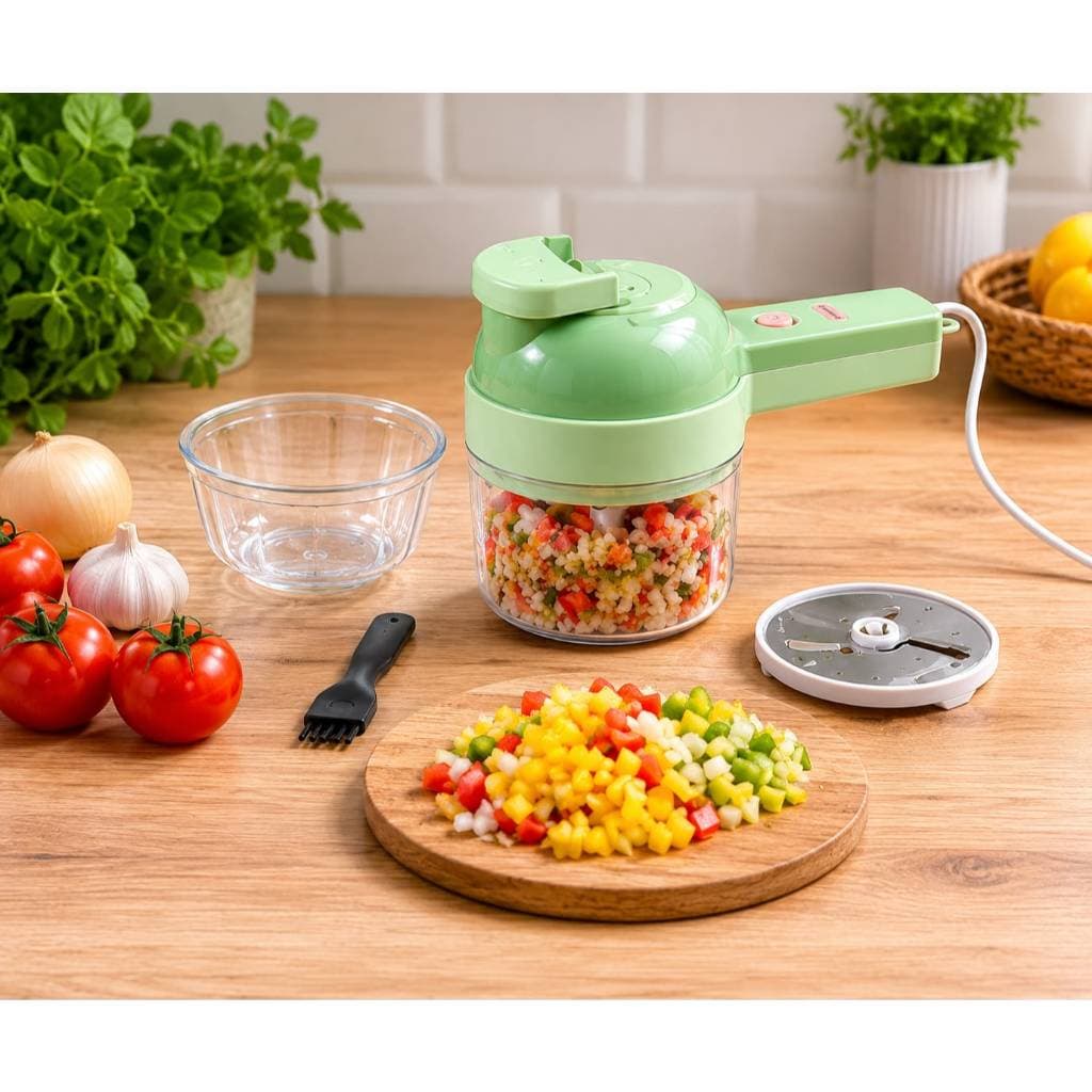 Mini Processador Elétrico USB Recarregável Triturador De Alho Cebola Legumes 4 em1