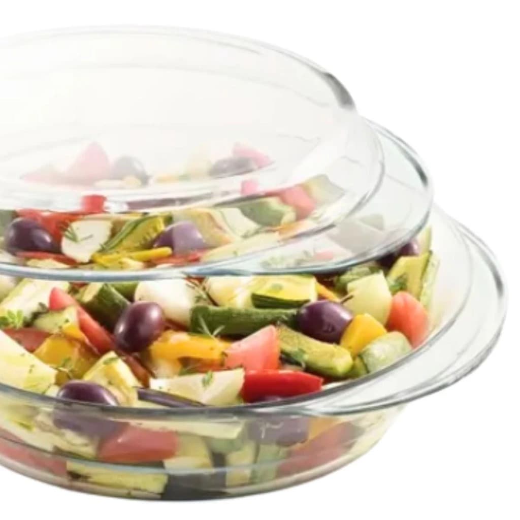 Assadeira Terrina Marinex Redonda com Tampa de Vidro 1L Prática e Elegante