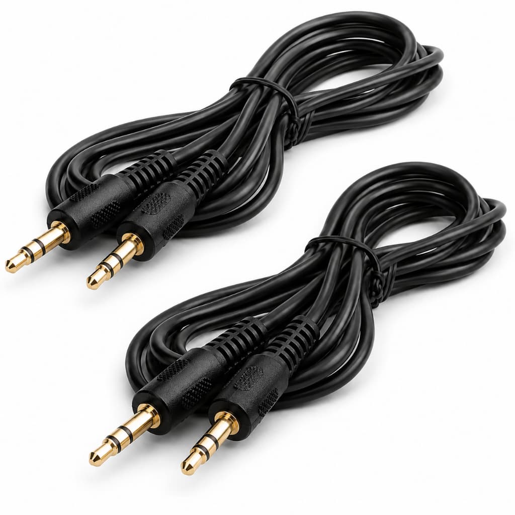 Kit Cabo P2 P2 Auxiliar Áudio 3.5mm Macho x Macho Som Carro PC