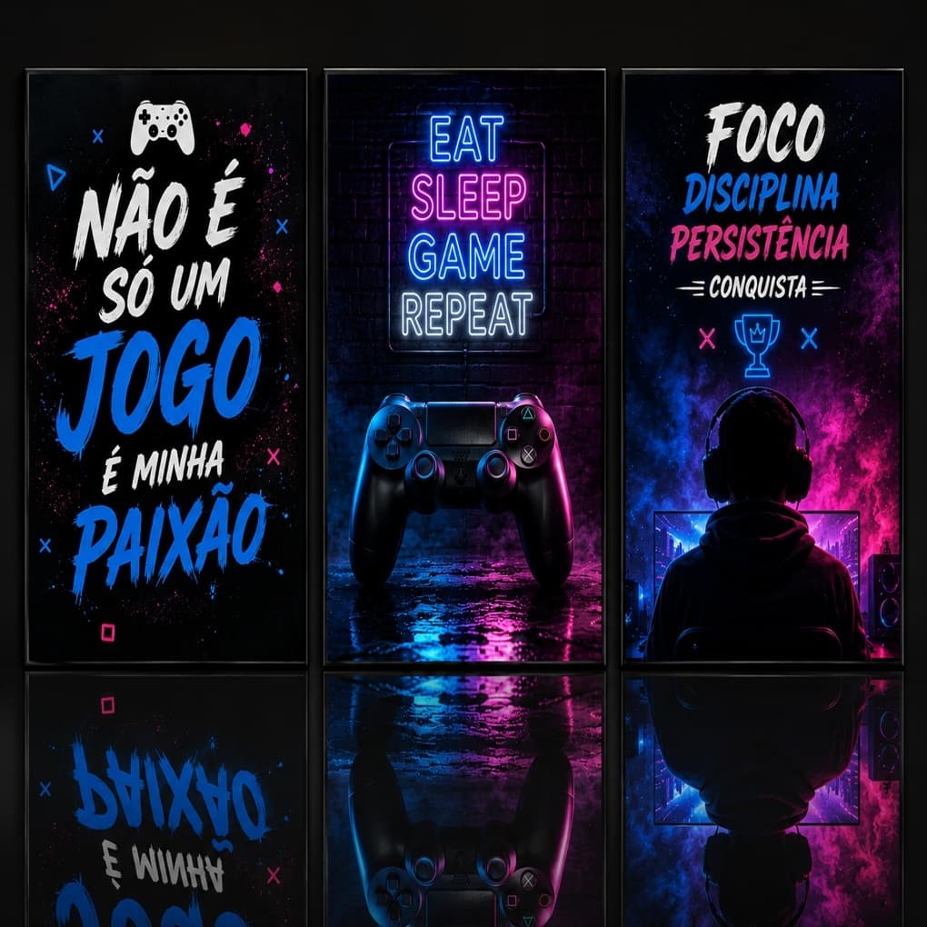Quadro Gamer Neon Decoração parede Quarto sala de Jogos