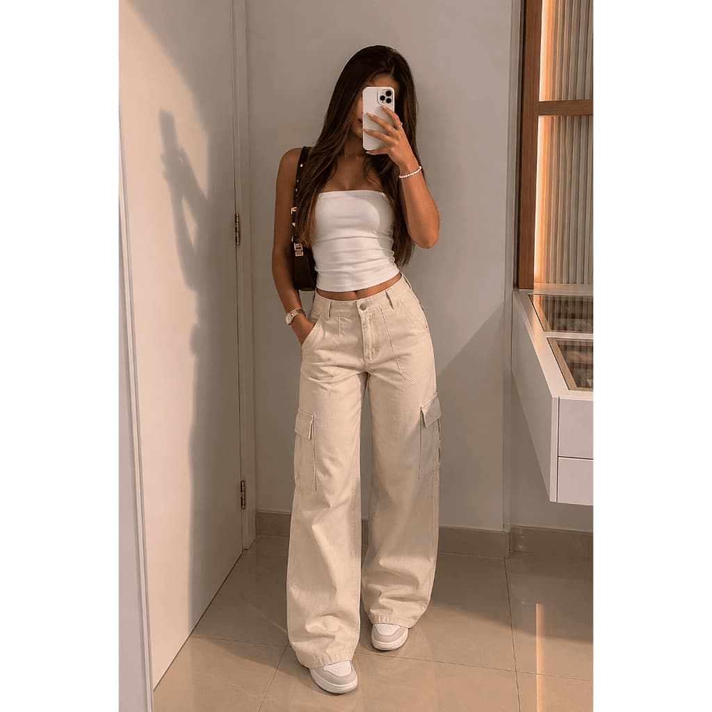 Calça Cargo Menina Infantil Brim Premim - Tam 10 -16  - 6 Cores