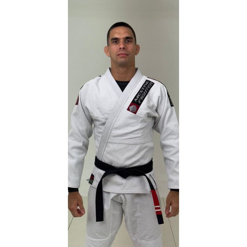 Kimono Jiu Jitsu Adulto Trançado Profissional Mestre Fighter + Calça Ripstop A0 ao A3