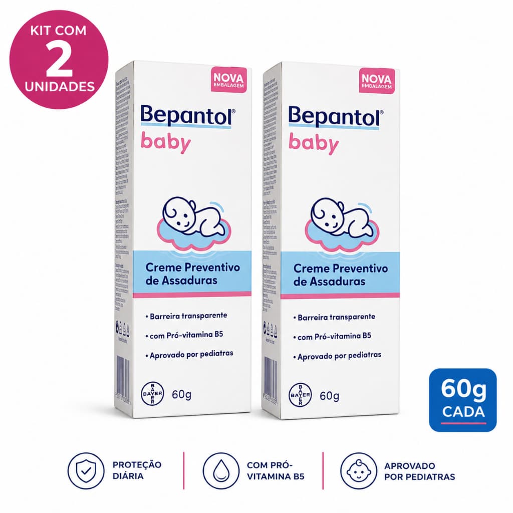 Bepantol Baby Kit 2 Unidades Pomada Assadura Bebê 60g Proteção Contra Assaduras Pele Sensível