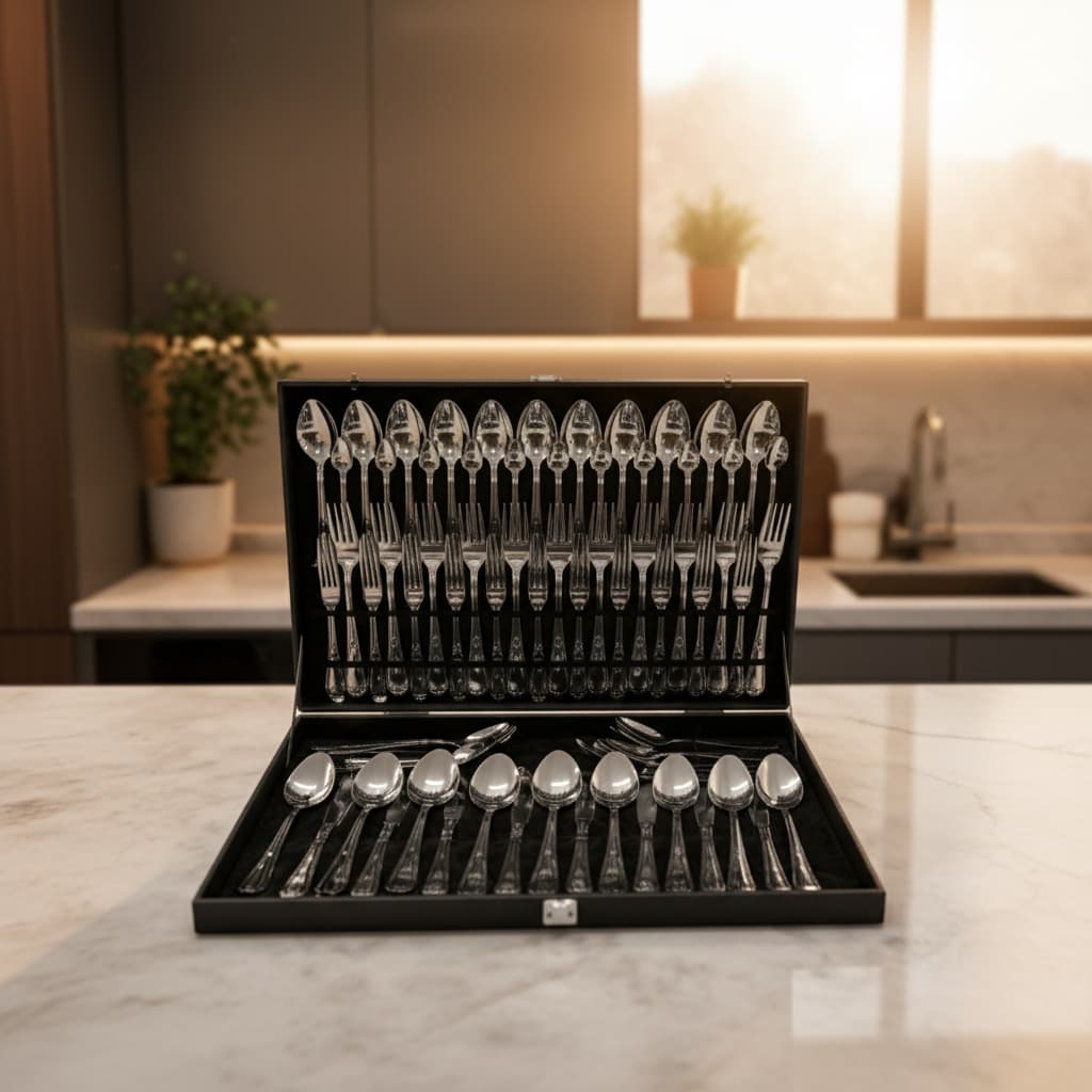 Faqueiro Inox 76 Peças Com Maleta Facas Garfos Colheres