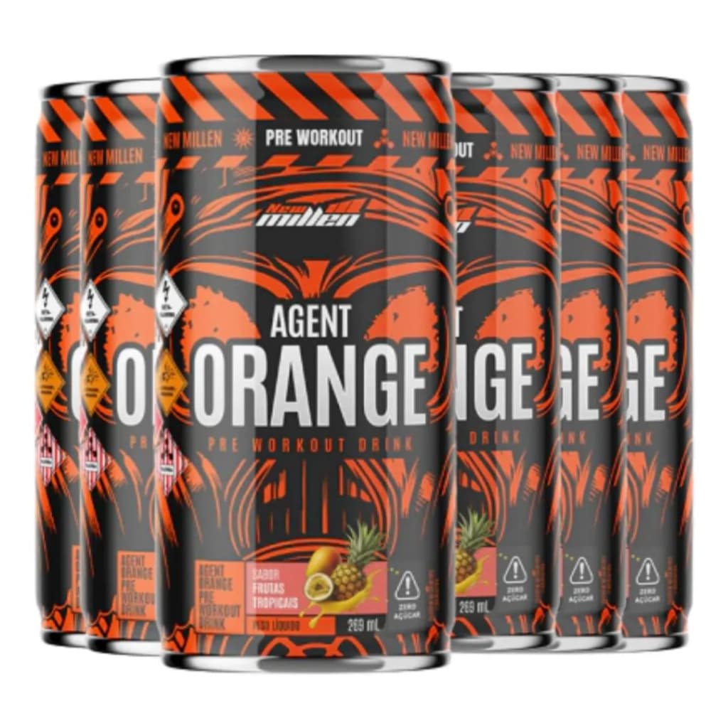 Fardo 6 Latas Pré Treino Agent Orange 269ml Drink - New Millen
