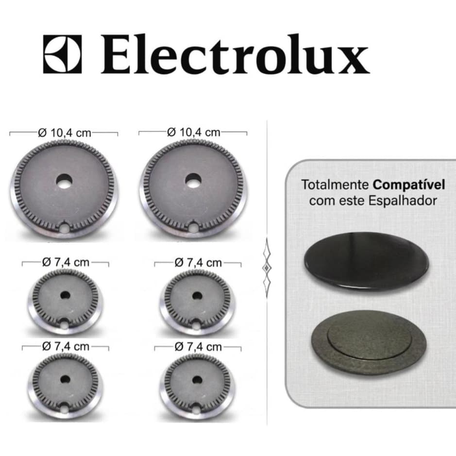 Kit 6 Bacias Queimadores Compatível com Fogão Electrolux 76hl 76se 76sm