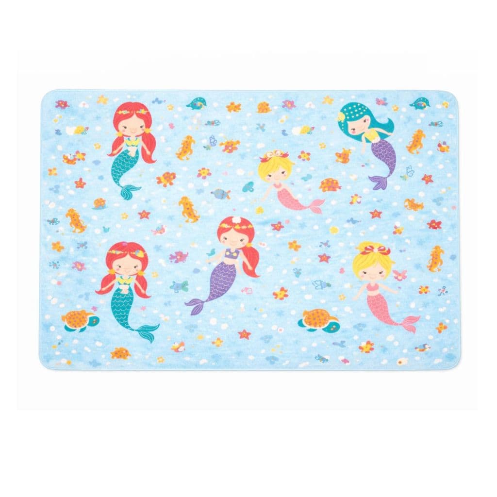 Tapete Kids Infantil Sereia Antiderrapantes Colorido Delicado Fundo do Mar Meninas 1,00x1,30 Lavável