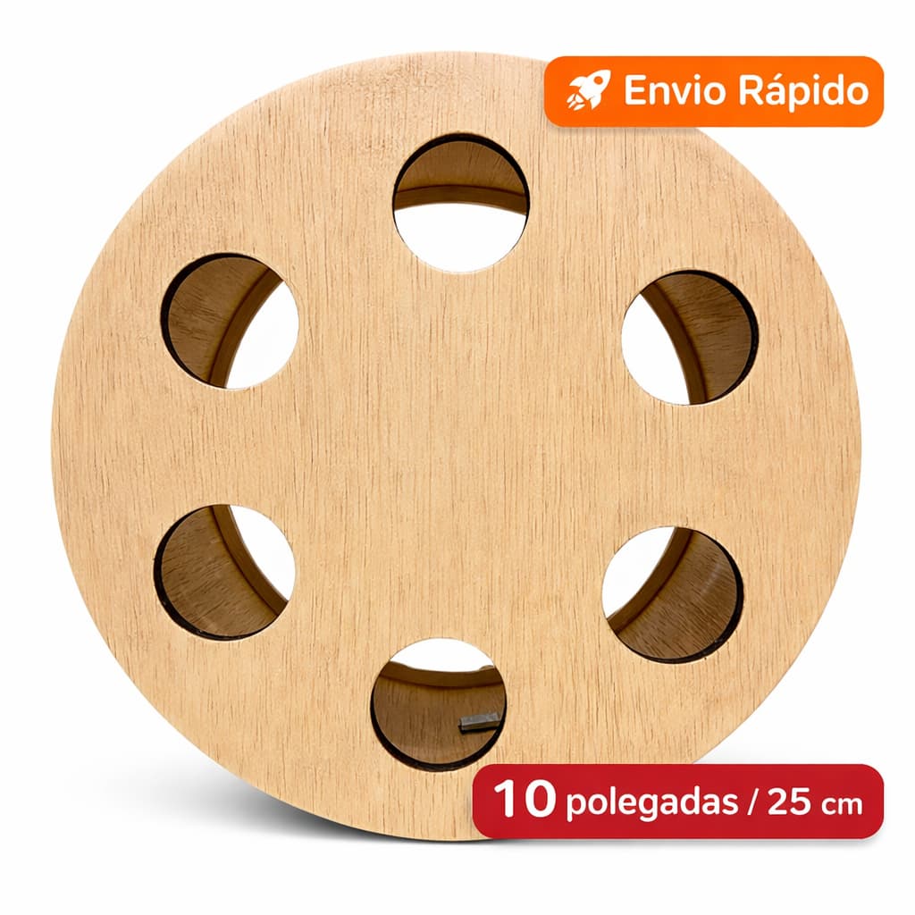 Carretilha De Pipa Madeira 10 Polegadas Com Catraca Resistente