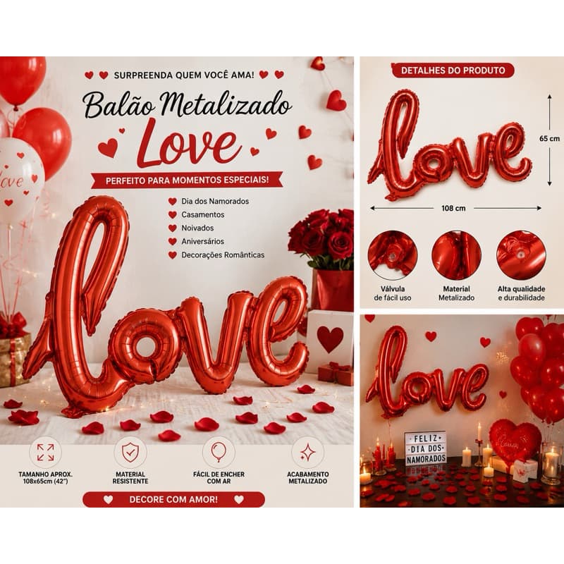 Balão metalizado LOVE vermelho!