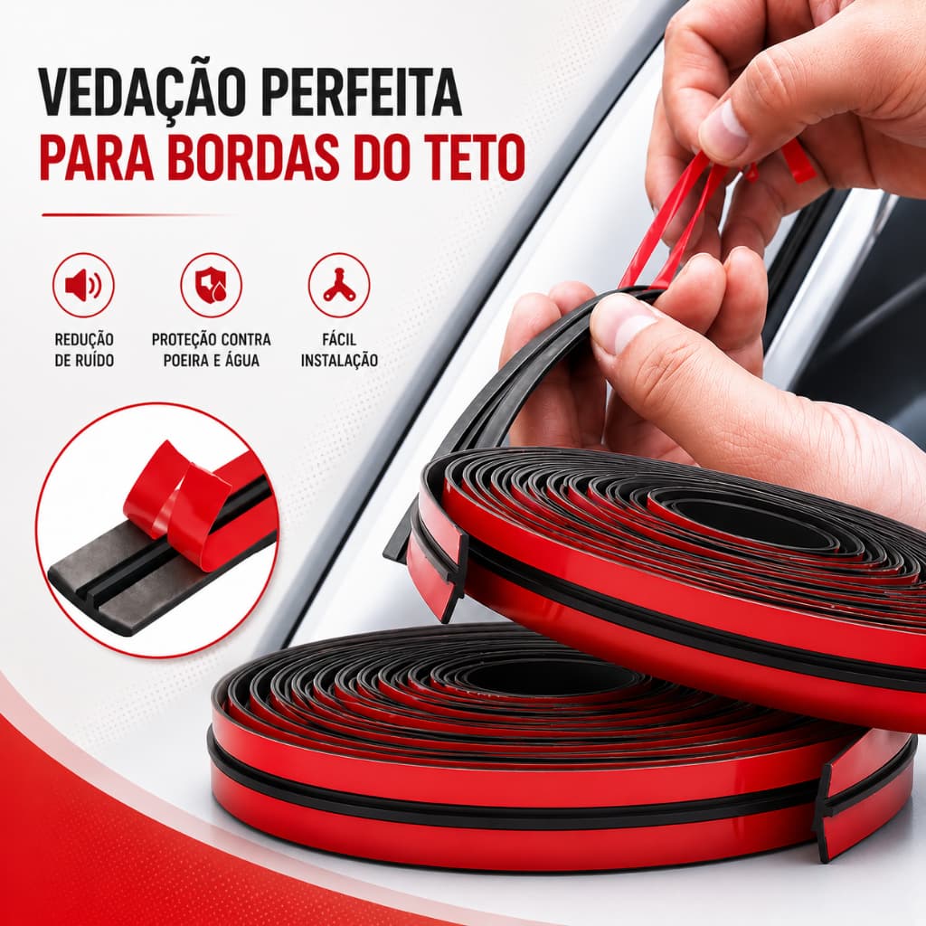 Tira de Vedação Borracha Forma T 14/19mm Pára-Brisa Guarnição Universal Automotiva Kit