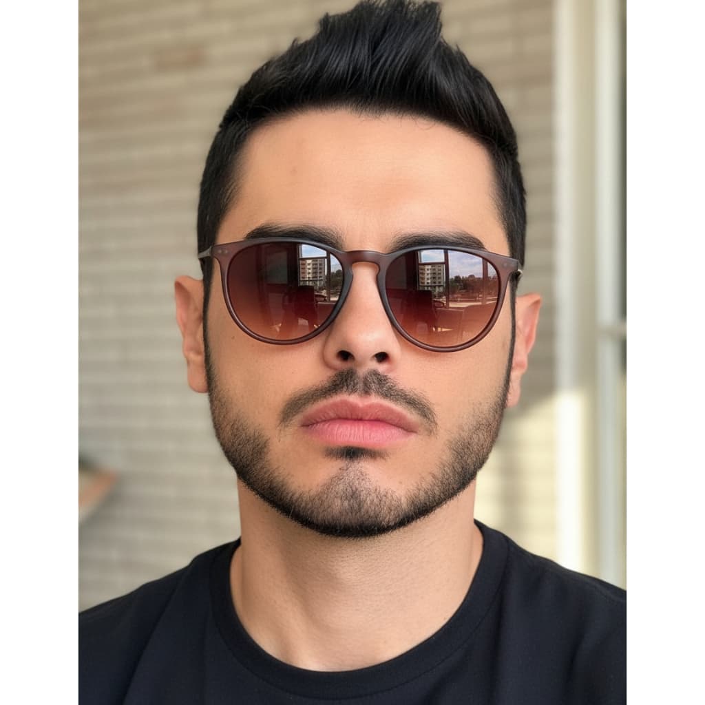 Óculos Classic de Sol Masculino Oval Fosco Uv400 Estilioso Hastes em Metal UV 400 Mnimalista