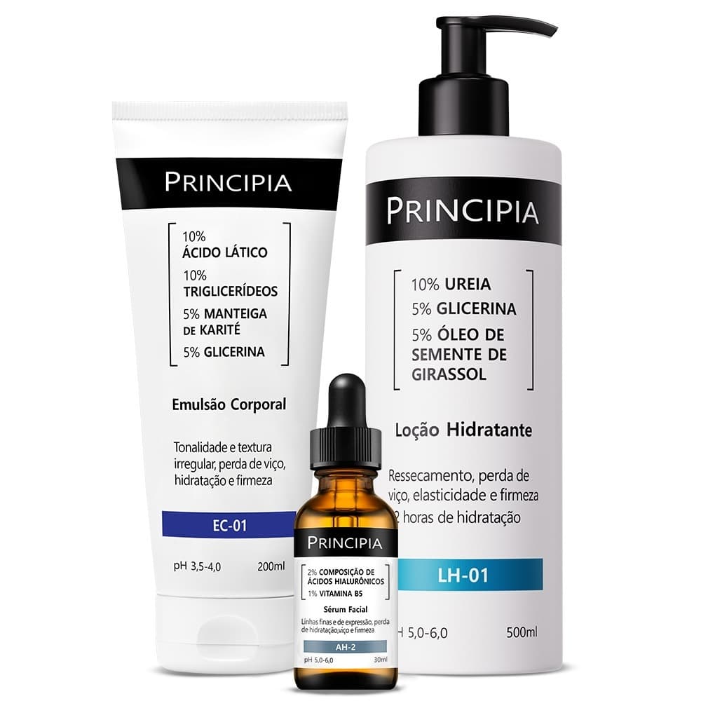 Principia Kit Inverno Intenso Rotina Diária Peles oleosas - EC-01 + LH-01 (500ml) + Sérum AH-2 Ácido Hialurônicos