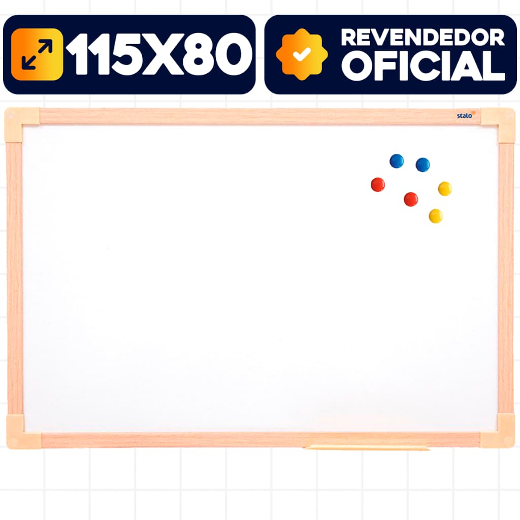 Quadro Branco Magnético 120x90cm Lousa Branca Moldura Madeira Anotação Aula Escolar Aviso