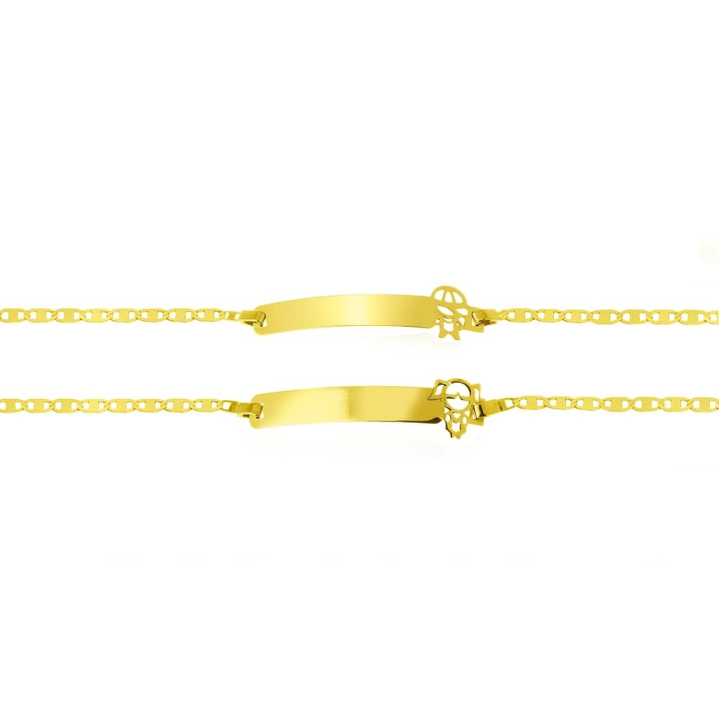 Pulseira Ouro 18k Chapa Menino Menina 13cm Piastrine Regulável
