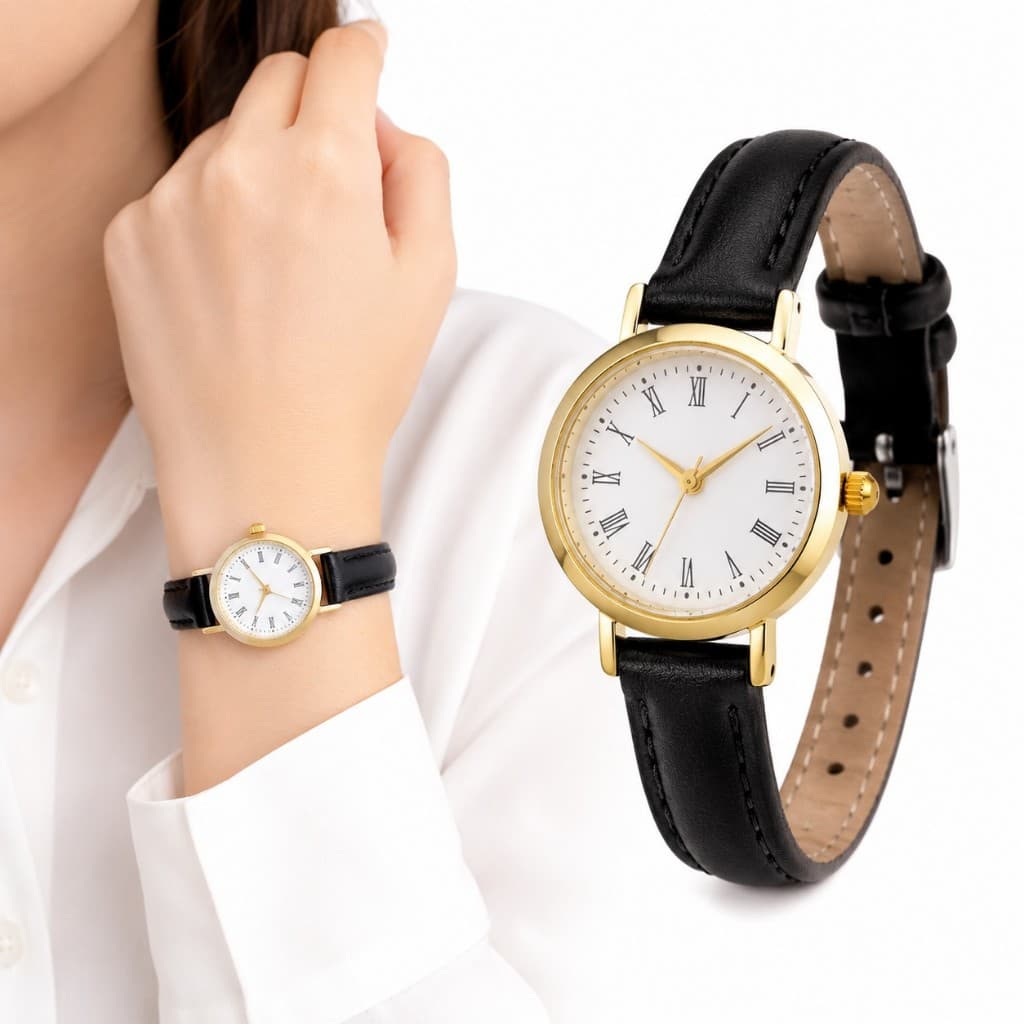 Relógio Pulseira Couro Feminino Redondo Fino Vintage Pequeno Corporativo Quartz Moda Legítimo